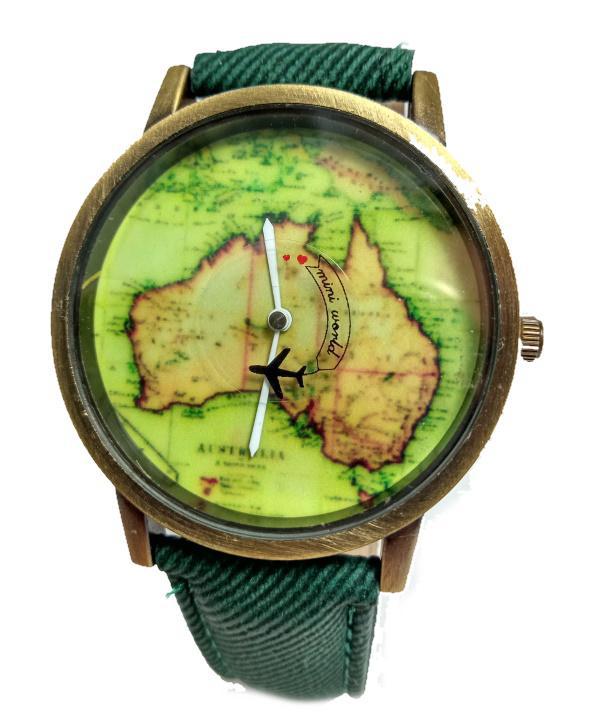 Dünya haritalı bay bayan kol saati
