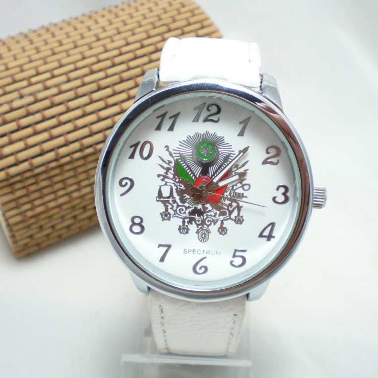 Osmanlı Devlet Arması beyaz kordon bayan kol saati